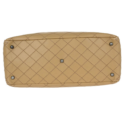 Chanel 2015-2016 Beige Calfskin Wild Stitch Tote 2way Shoulder Handbag