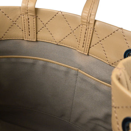 Chanel 2015-2016 Beige Calfskin Wild Stitch Tote 2way Shoulder Handbag