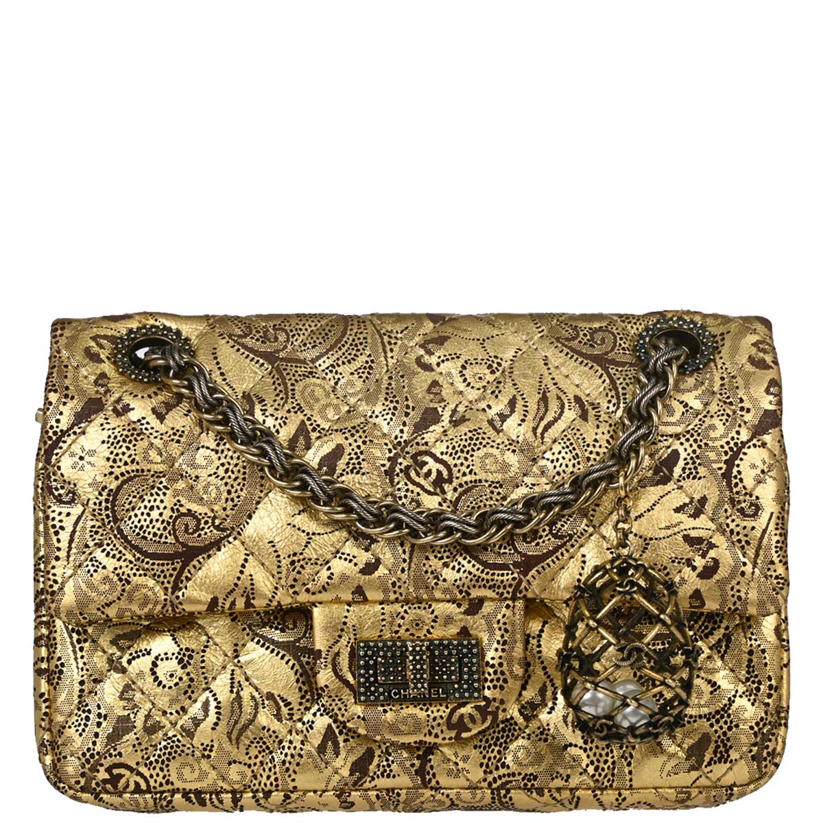 Chanel Gold Calfskin Paris-Moscow 2.55 Paisley Double Flap Shoulder Bag