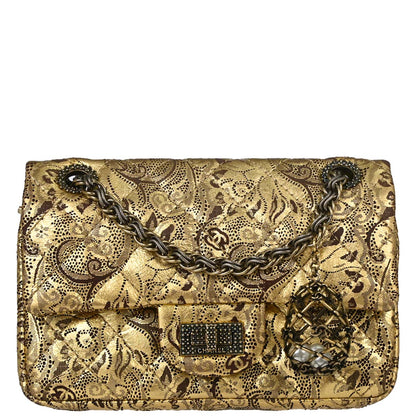 Chanel Gold Calfskin Paris-Moscow 2.55 Paisley Double Flap Shoulder Bag