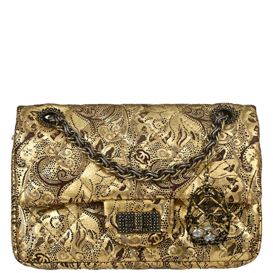 Chanel Gold Calfskin Paris-Moscow 2.55 Paisley Double Flap Shoulder Bag
