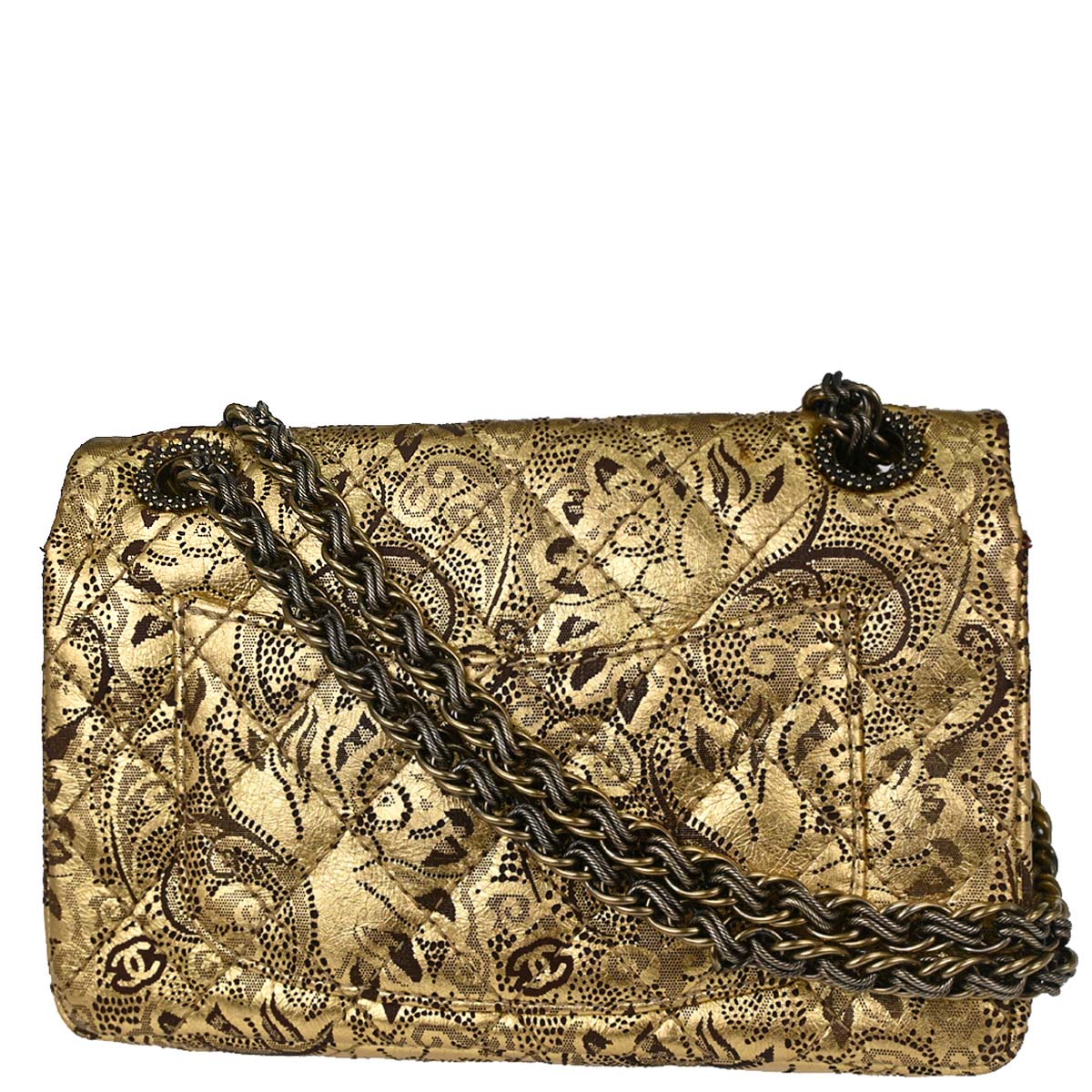 Chanel Gold Calfskin Paris-Moscow 2.55 Paisley Double Flap Shoulder Bag