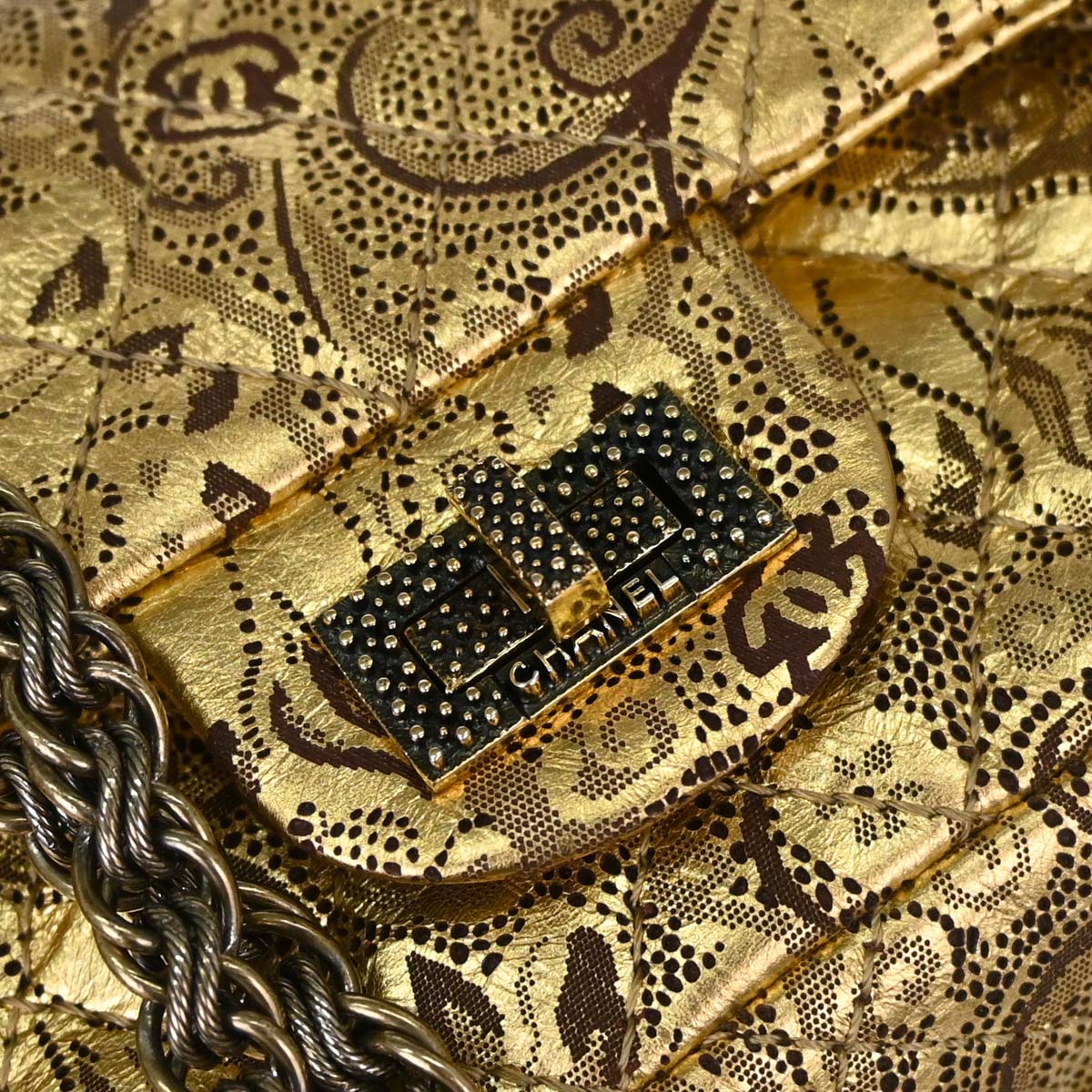 Chanel Gold Calfskin Paris-Moscow 2.55 Paisley Double Flap Shoulder Bag