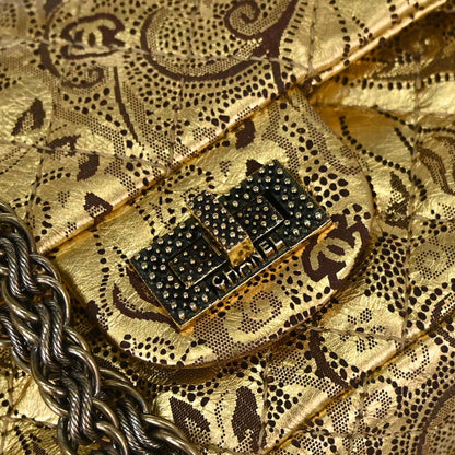 Chanel Gold Calfskin Paris-Moscow 2.55 Paisley Double Flap Shoulder Bag