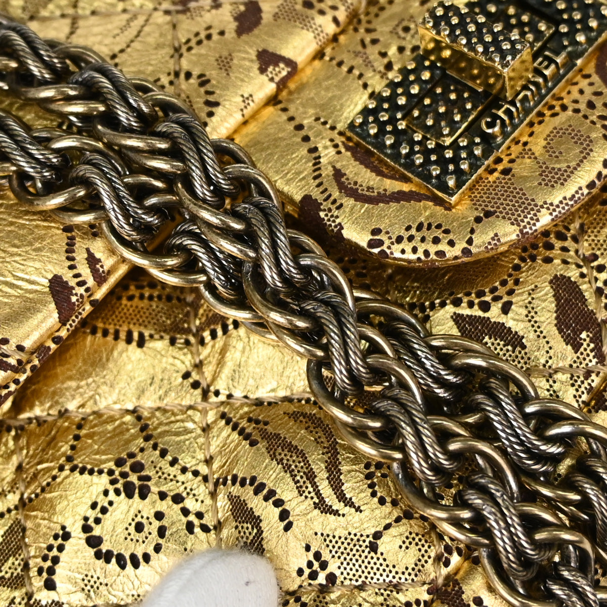 Chanel Gold Calfskin Paris-Moscow 2.55 Paisley Double Flap Shoulder Bag
