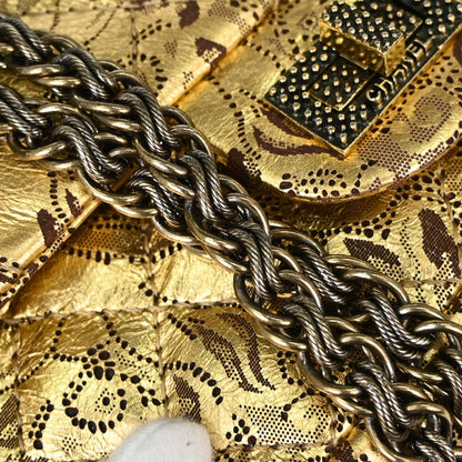 Chanel Gold Calfskin Paris-Moscow 2.55 Paisley Double Flap Shoulder Bag