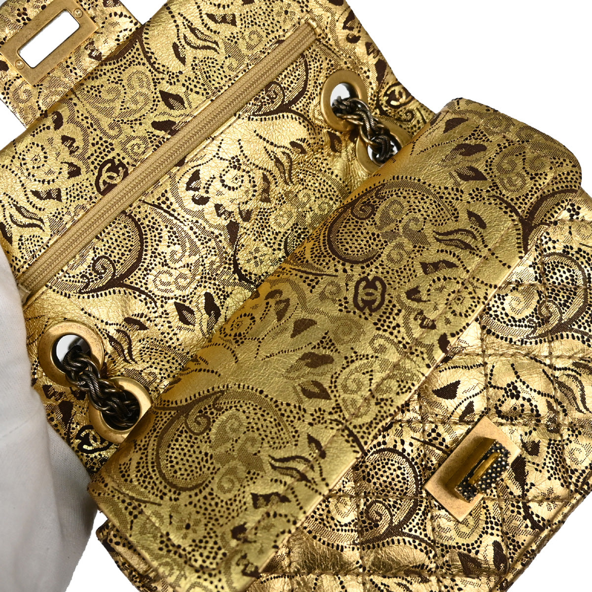 Chanel Gold Calfskin Paris-Moscow 2.55 Paisley Double Flap Shoulder Bag
