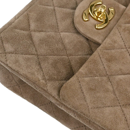 Chanel Brown Suede Mini Classic Square Flap Shoulder Bag 17