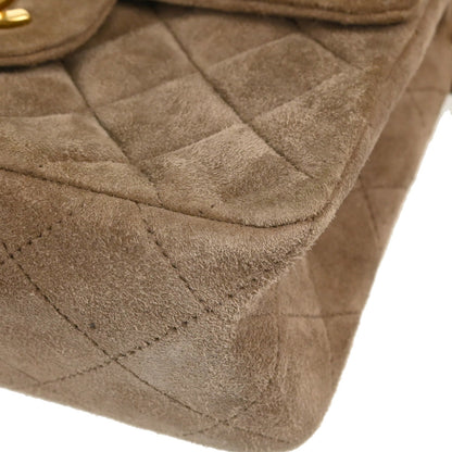 Chanel Brown Suede Mini Classic Square Flap Shoulder Bag 17