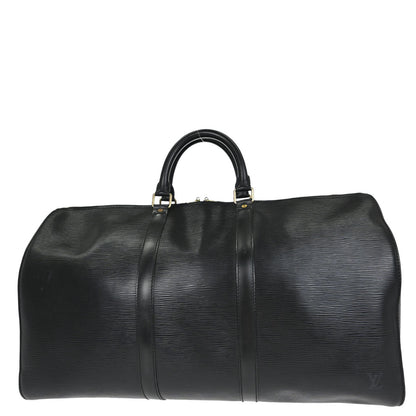 Louis Vuitton Black Epi Keepall 50 Travel Handbag M42962