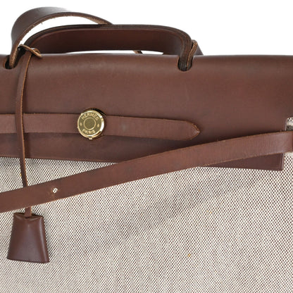 Hermes Beige Brown Toile H Officier Herbag MM 2 in 1 Handbag