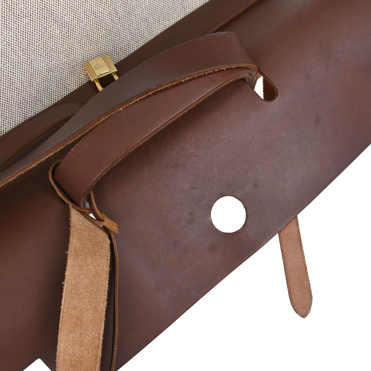 Hermes Beige Brown Toile H Officier Herbag MM 2 in 1 Handbag