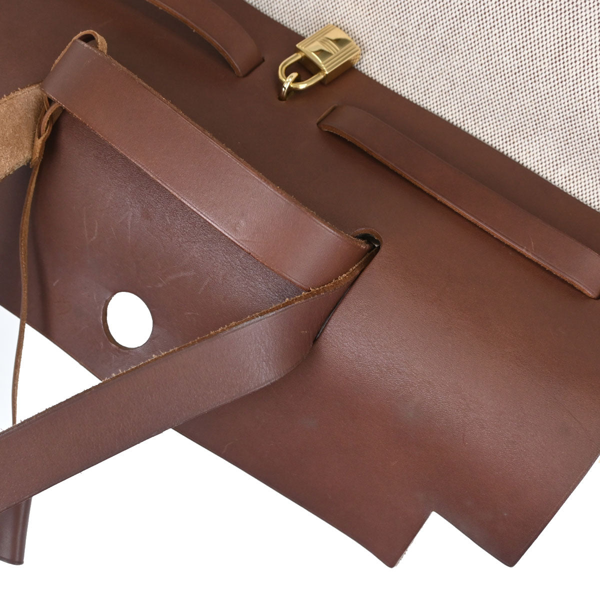 Hermes Beige Brown Toile H Officier Herbag MM 2 in 1 Handbag