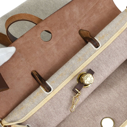 Hermes Beige Brown Toile H Officier Herbag MM 2 in 1 Handbag