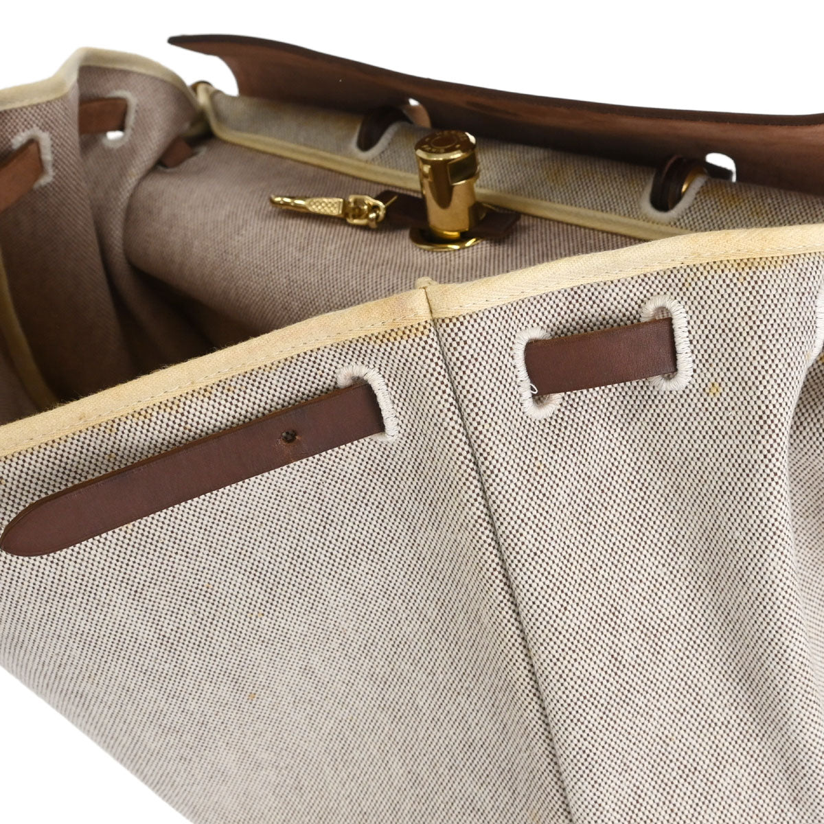 Hermes Beige Brown Toile H Officier Herbag MM 2 in 1 Handbag