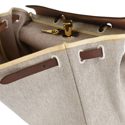 Hermes Beige Brown Toile H Officier Herbag MM 2 in 1 Handbag