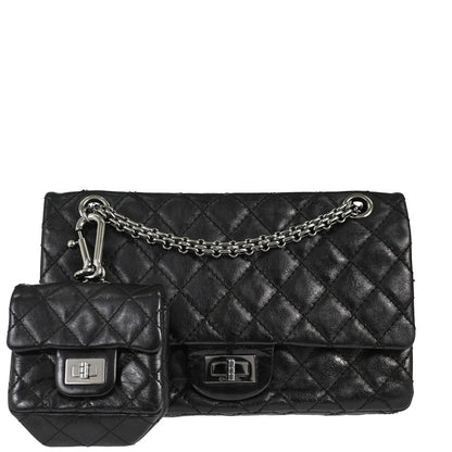 Chanel Black Calfskin 2.55 Small Classic Double Flap Shoulder Bag