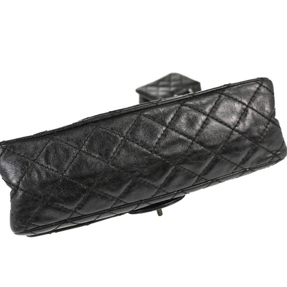 Chanel Black Calfskin 2.55 Small Classic Double Flap Shoulder Bag