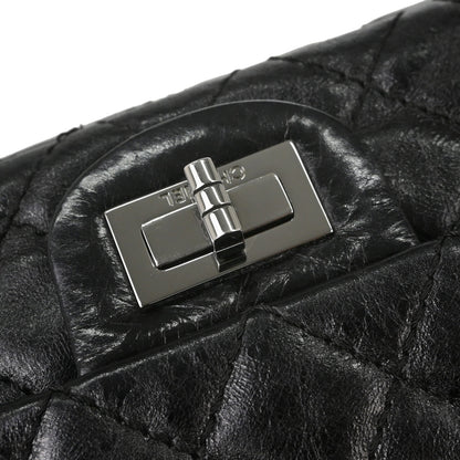 Chanel Black Calfskin 2.55 Small Classic Double Flap Shoulder Bag