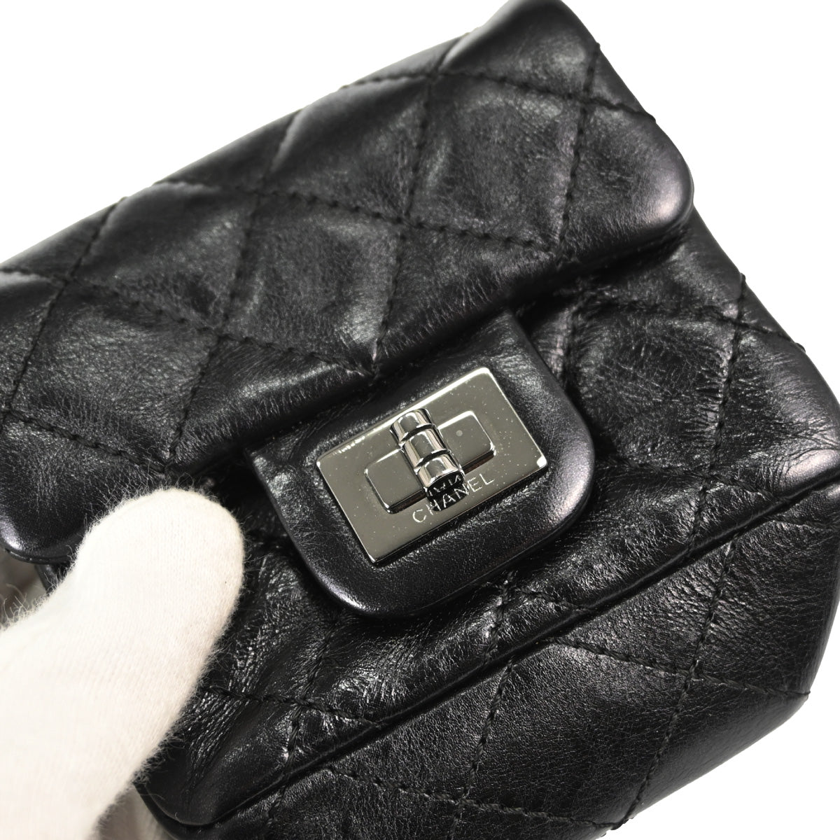 Chanel Black Calfskin 2.55 Small Classic Double Flap Shoulder Bag