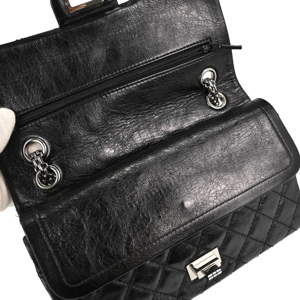 Chanel Black Calfskin 2.55 Small Classic Double Flap Shoulder Bag