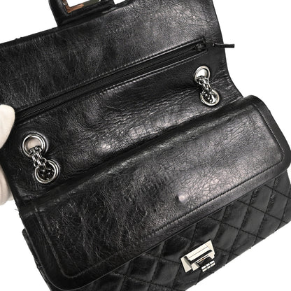 Chanel Black Calfskin 2.55 Small Classic Double Flap Shoulder Bag