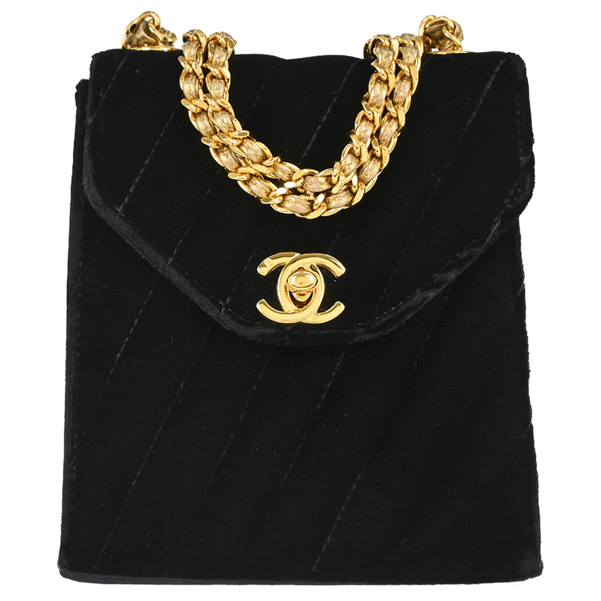 Chanel Black Velvet Shoulder Bag
