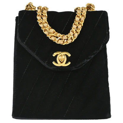 Chanel Black Velvet Shoulder Bag