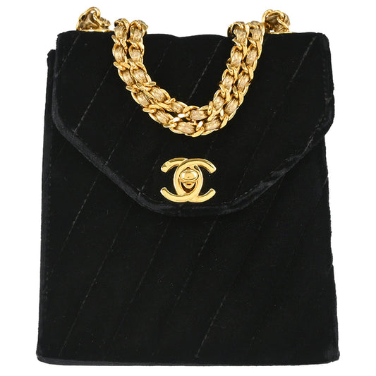Chanel 1994-1996 Black Velvet Shoulder Bag
