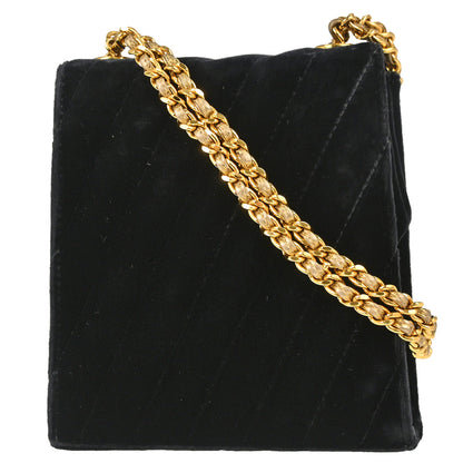 Chanel Black Velvet Shoulder Bag