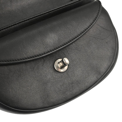 Chanel Black Calfskin Coco Eyelets Round Flap Shoulder Bag
