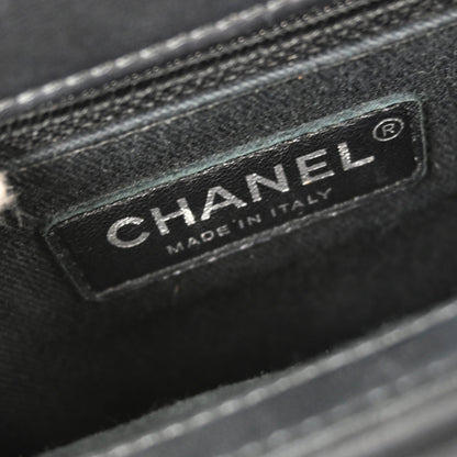 Chanel Black Calfskin Coco Eyelets Round Flap Shoulder Bag