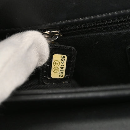 Chanel Black Calfskin Coco Eyelets Round Flap Shoulder Bag