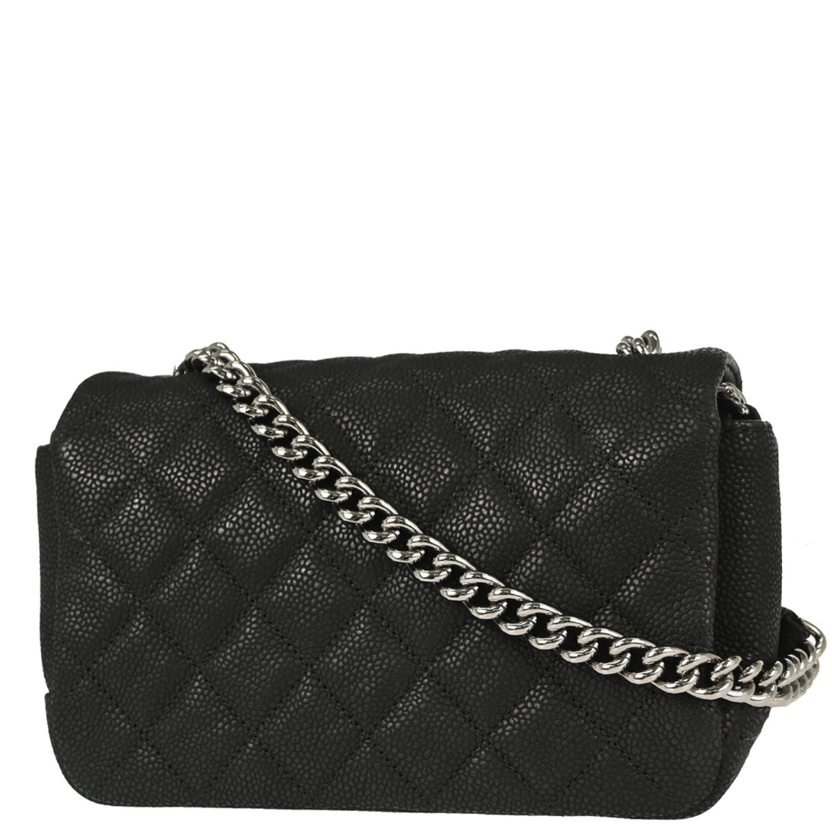 Chanel 2012-2013 Black Caviar Skin Straight Flap Shoulder Bag
