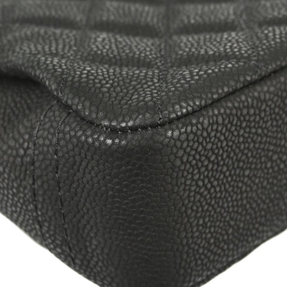 Chanel 2012-2013 Black Caviar Skin Straight Flap Shoulder Bag