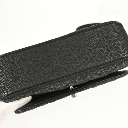 Chanel 2012-2013 Black Caviar Skin Straight Flap Shoulder Bag