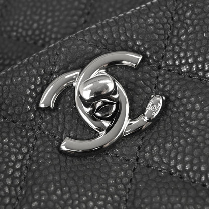 Chanel 2012-2013 Black Caviar Skin Straight Flap Shoulder Bag