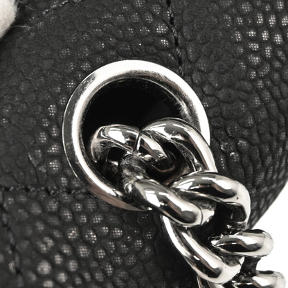 Chanel 2012-2013 Black Caviar Skin Straight Flap Shoulder Bag