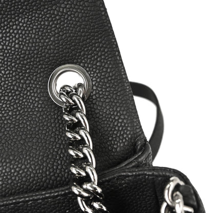 Chanel 2012-2013 Black Caviar Skin Straight Flap Shoulder Bag