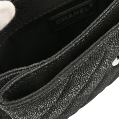 Chanel 2012-2013 Black Caviar Skin Straight Flap Shoulder Bag