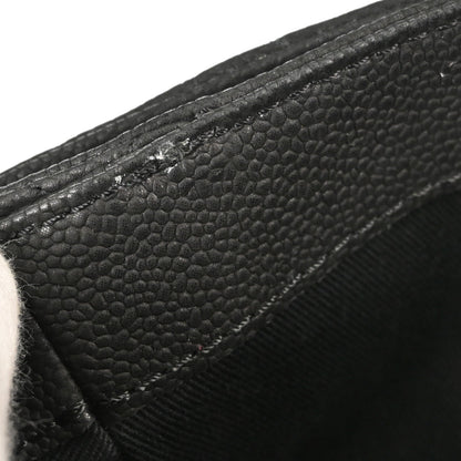 Chanel 2012-2013 Black Caviar Skin Straight Flap Shoulder Bag