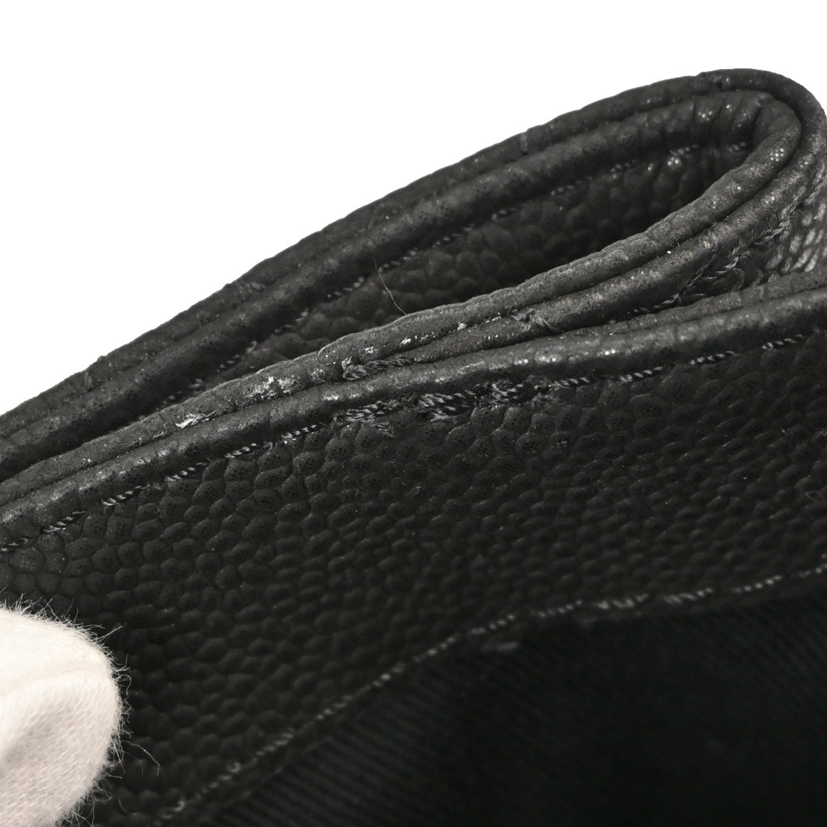 Chanel 2012-2013 Black Caviar Skin Straight Flap Shoulder Bag