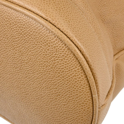 Chanel 1994-1996 Beige Caviar Skin Drawstring Shoulder Bag