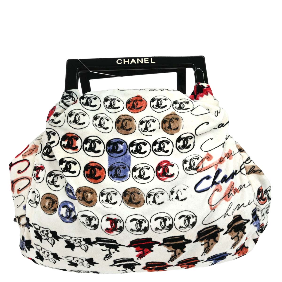 Chanel 2005-2006 White Velours Camellia Print Handbag