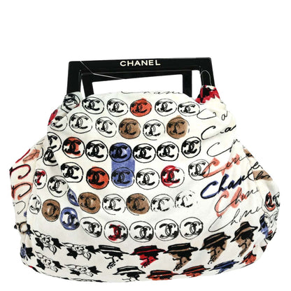 Chanel 2005-2006 White Velours Camellia Print Handbag