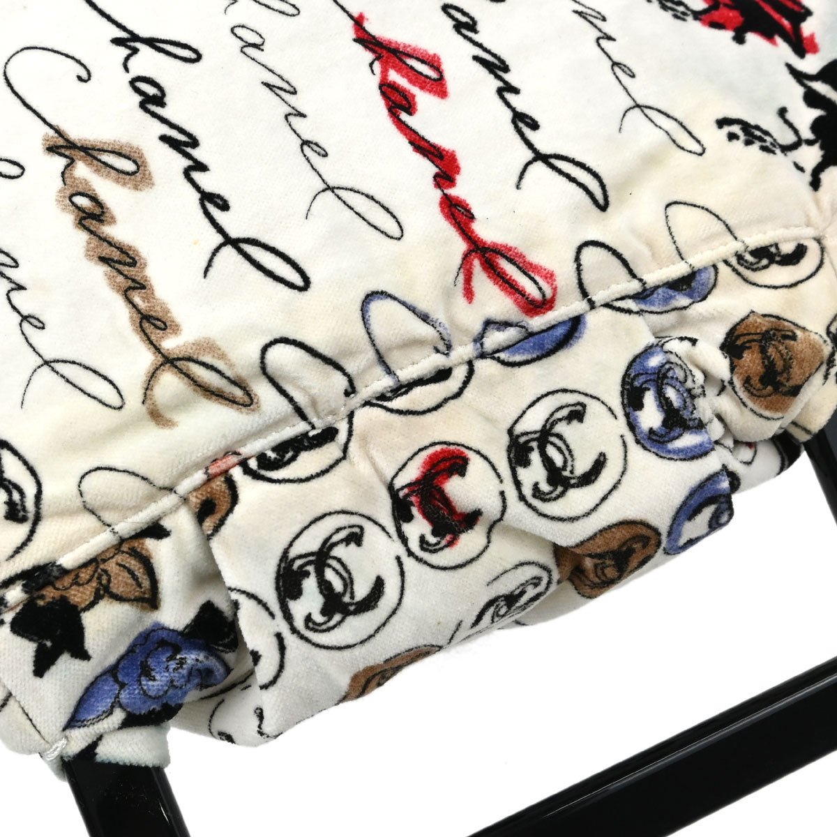 Chanel 2005-2006 White Velours Camellia Print Handbag