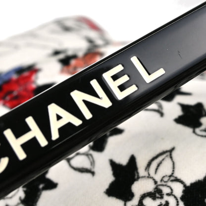 Chanel 2005-2006 White Velours Camellia Print Handbag