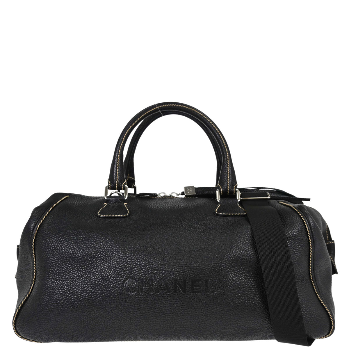 Chanel 2006-2008 Black Calfskin 2way Duffle Handbag