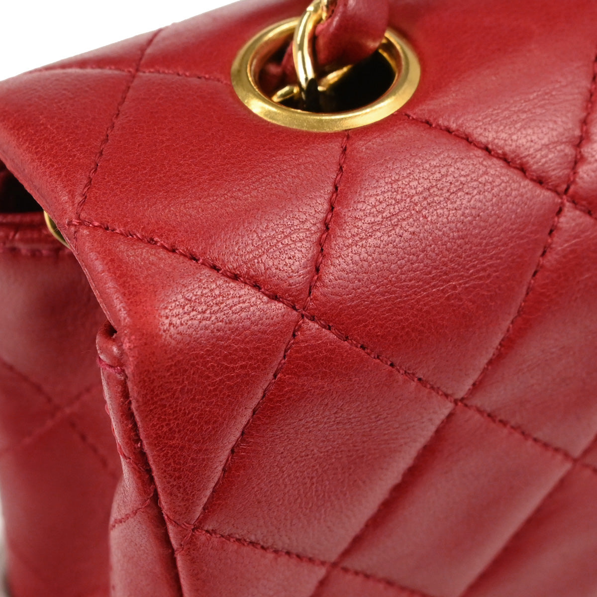 Chanel Red Lambskin Turnlock Small Full Flap Shoulder Bag