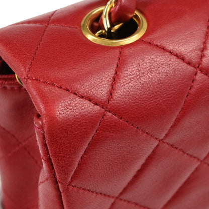 Chanel Red Lambskin Turnlock Small Full Flap Shoulder Bag